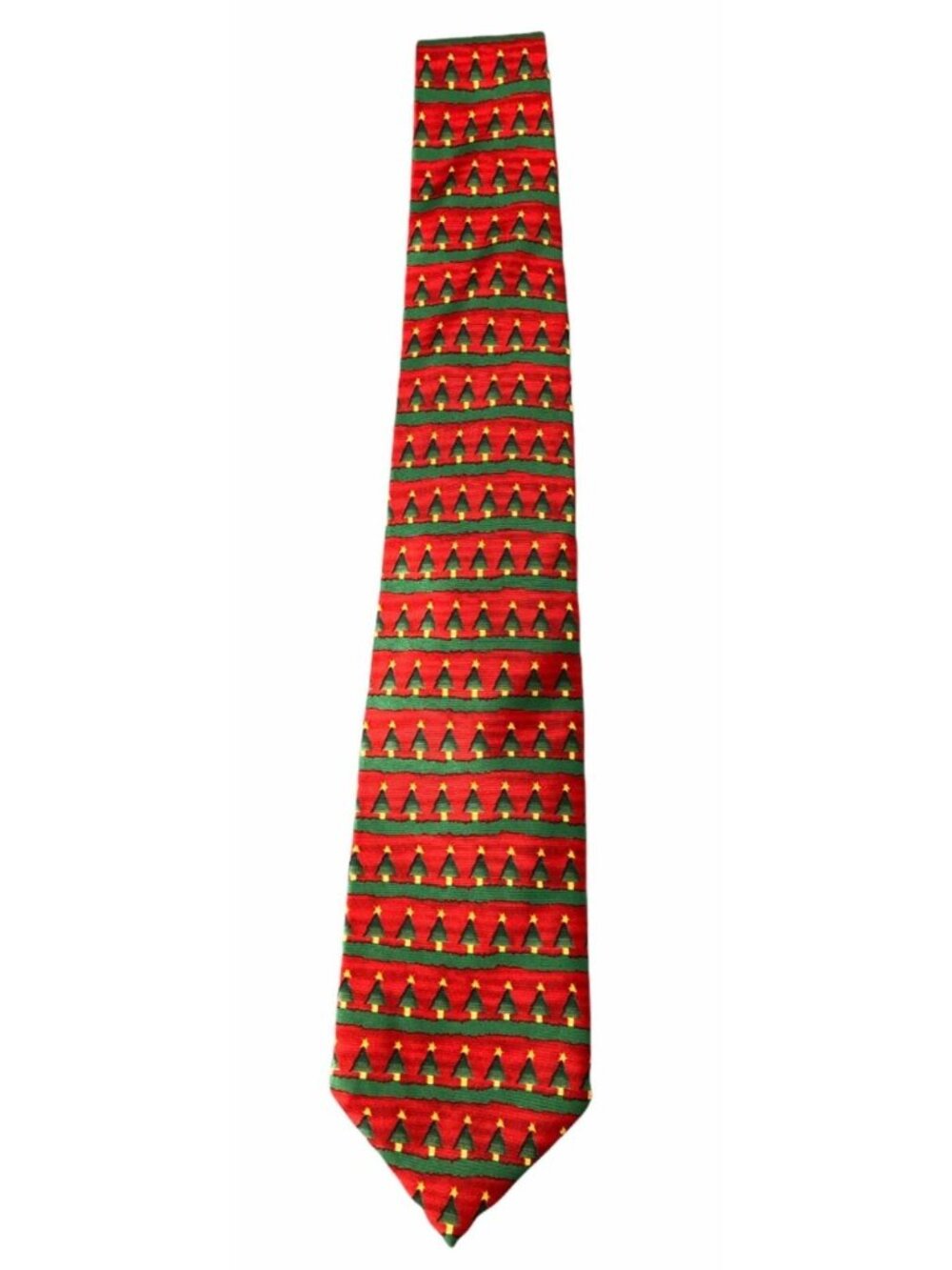 Christmas Tree Farm Tie Alynn Mens Neck Tie 100% Silk Red Green Gold Christmas E